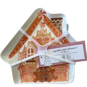 Cupcakes & Cashmere GINGERBREAD HOUSE Melamine Snack Plates Set of 4 New